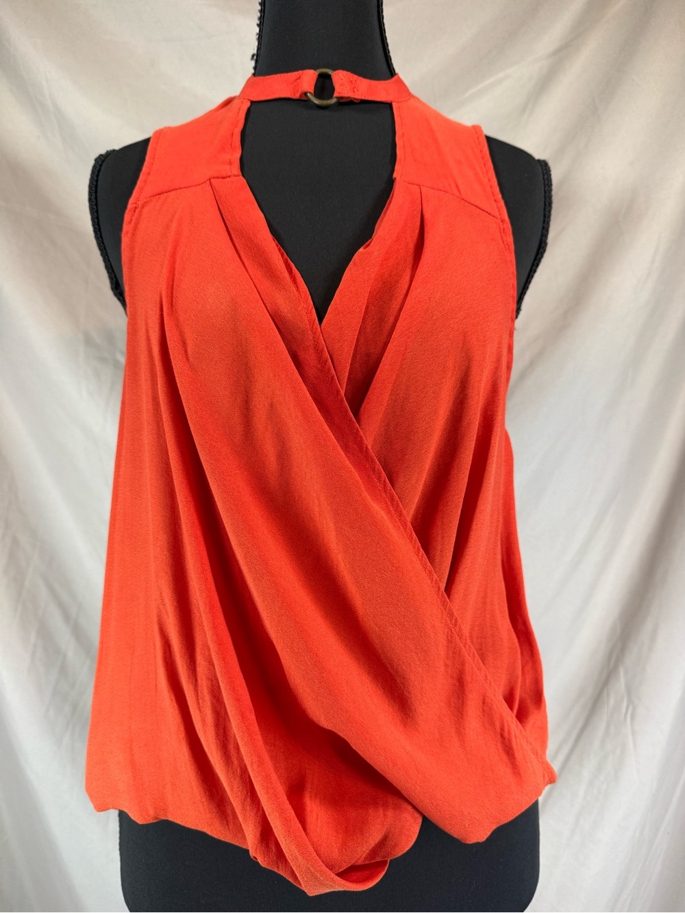 Free People So Fine Faux-Wrap Choker Tank Coral Orange - Size XS